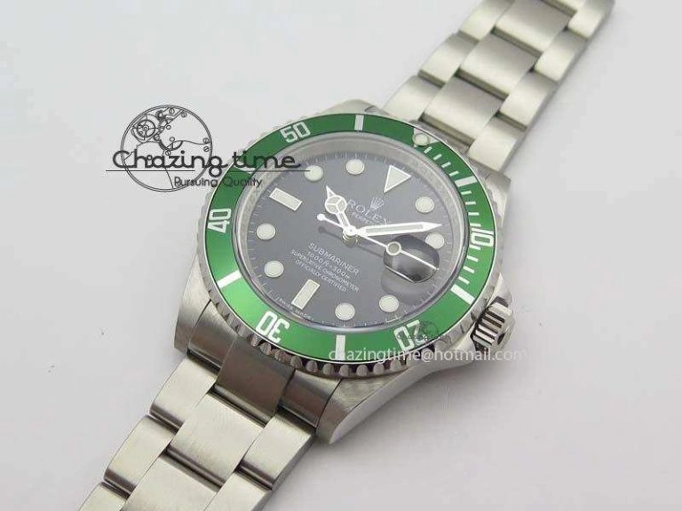 Submariner 16610LV SS Green Metal Bezel JF 1:1 Best Edition Black Dial On SS Bracelet SH3135