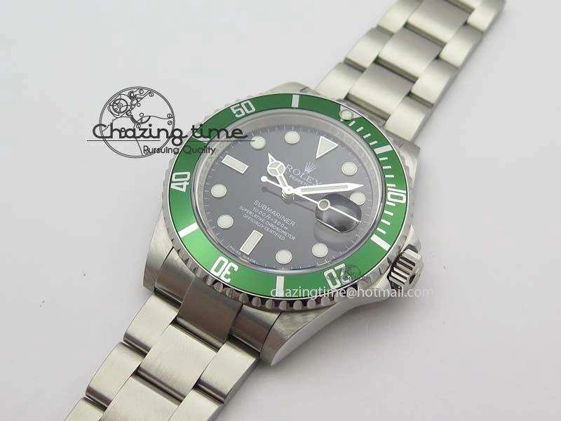 Submariner 16610LV SS Green Metal Bezel JF 1:1 Best Edition Black Dial On SS Bracelet SH3135