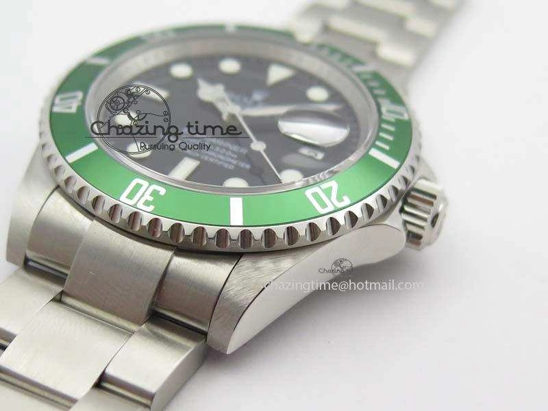 Submariner 16610LV SS Green Metal Bezel JF 1:1 Best Edition Black Dial On SS Bracelet SH3135