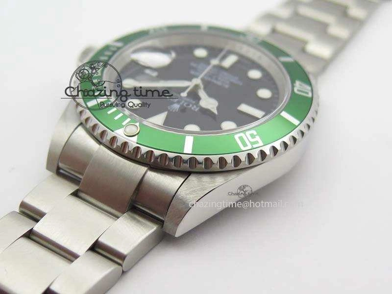 Submariner 16610LV SS Green Metal Bezel JF 1:1 Best Edition Black Dial On SS Bracelet SH3135