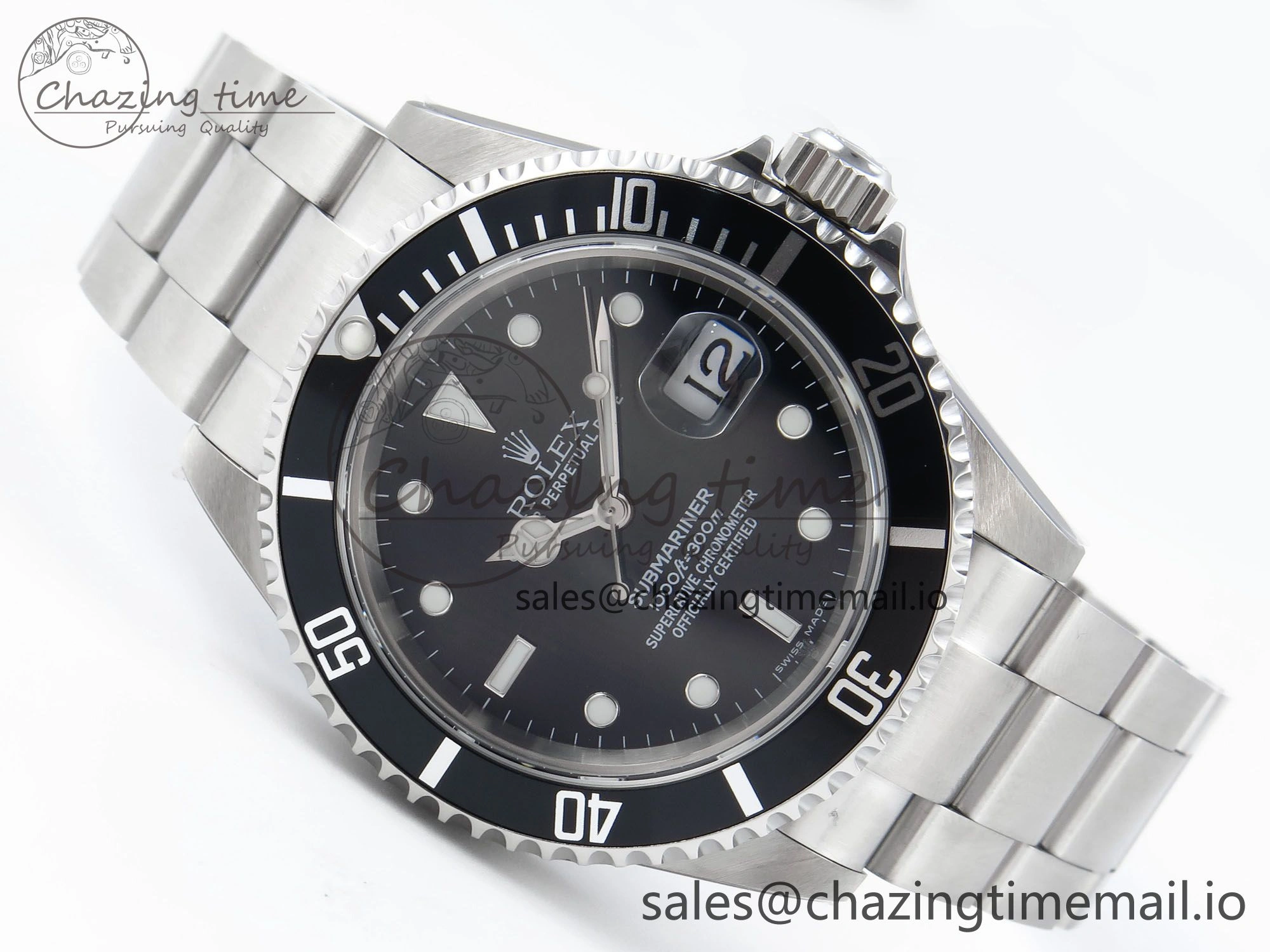 Submariner 40mm 16610 LN Black Ceramic TWF 1:1 Best Edition on Bracelet SH3135 (NO REHAUT ENGRAVING)
