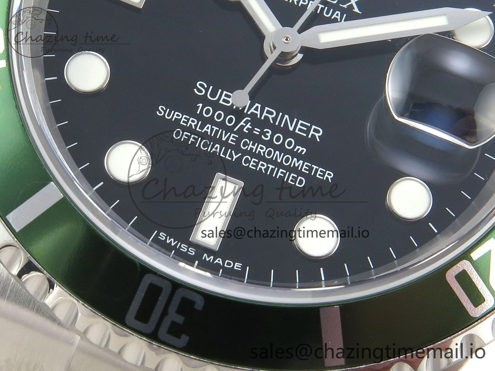 Submariner 40mm 16610 LV Green Ceramic TWF 1:1 Best Edition on Bracelet SH3135 (NO REHAUT ENGRAVING)