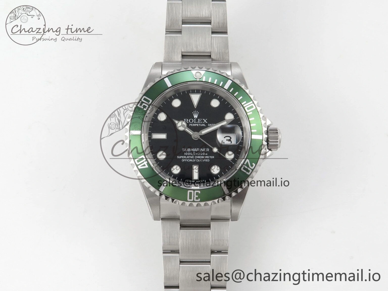 Submariner 40mm 16610 LV Green Ceramic TWF 1:1 Best Edition on Bracelet SH3135 (NO REHAUT ENGRAVING)