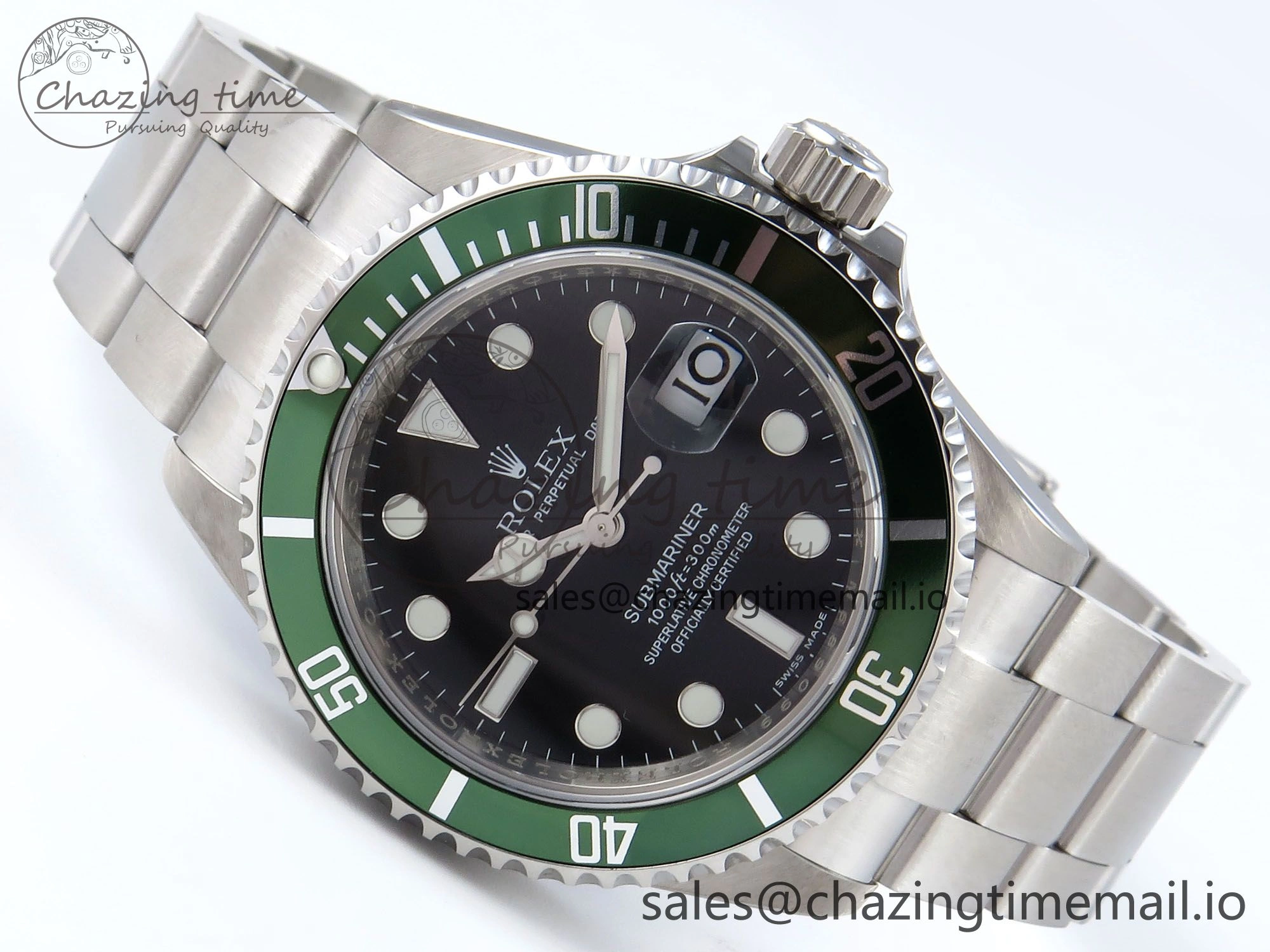 Submariner 40mm 16610 LV Green Ceramic TWF 1:1 Best Edition on Bracelet SH3135