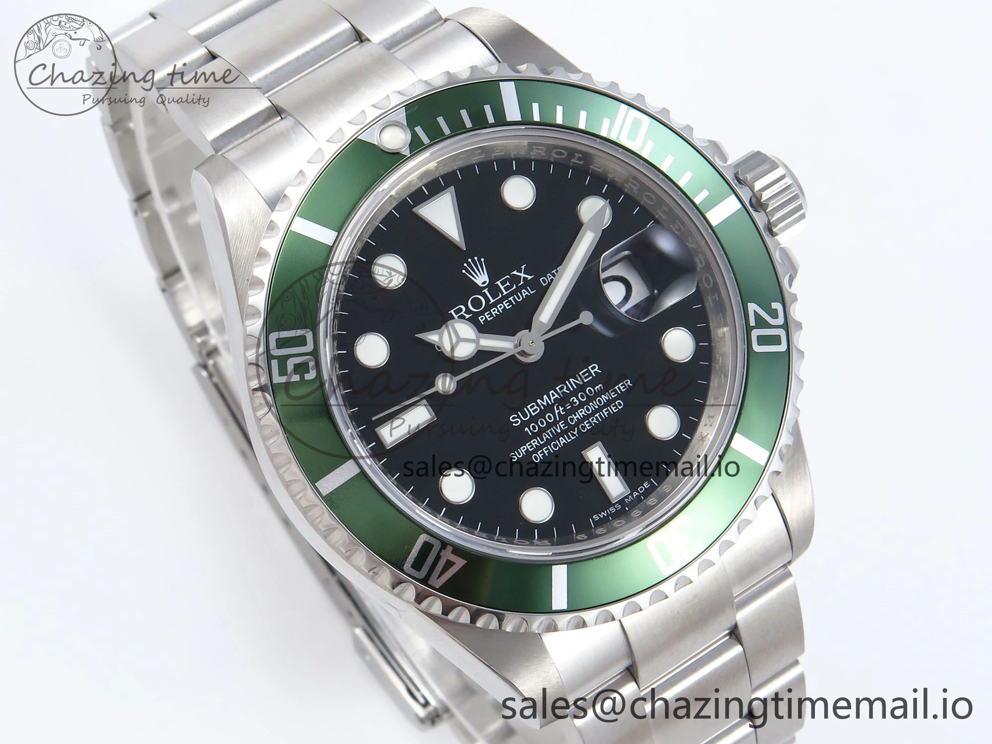 Submariner 40mm 16610 LV Green Ceramic TWF 1:1 Best Edition on Bracelet SH3135
