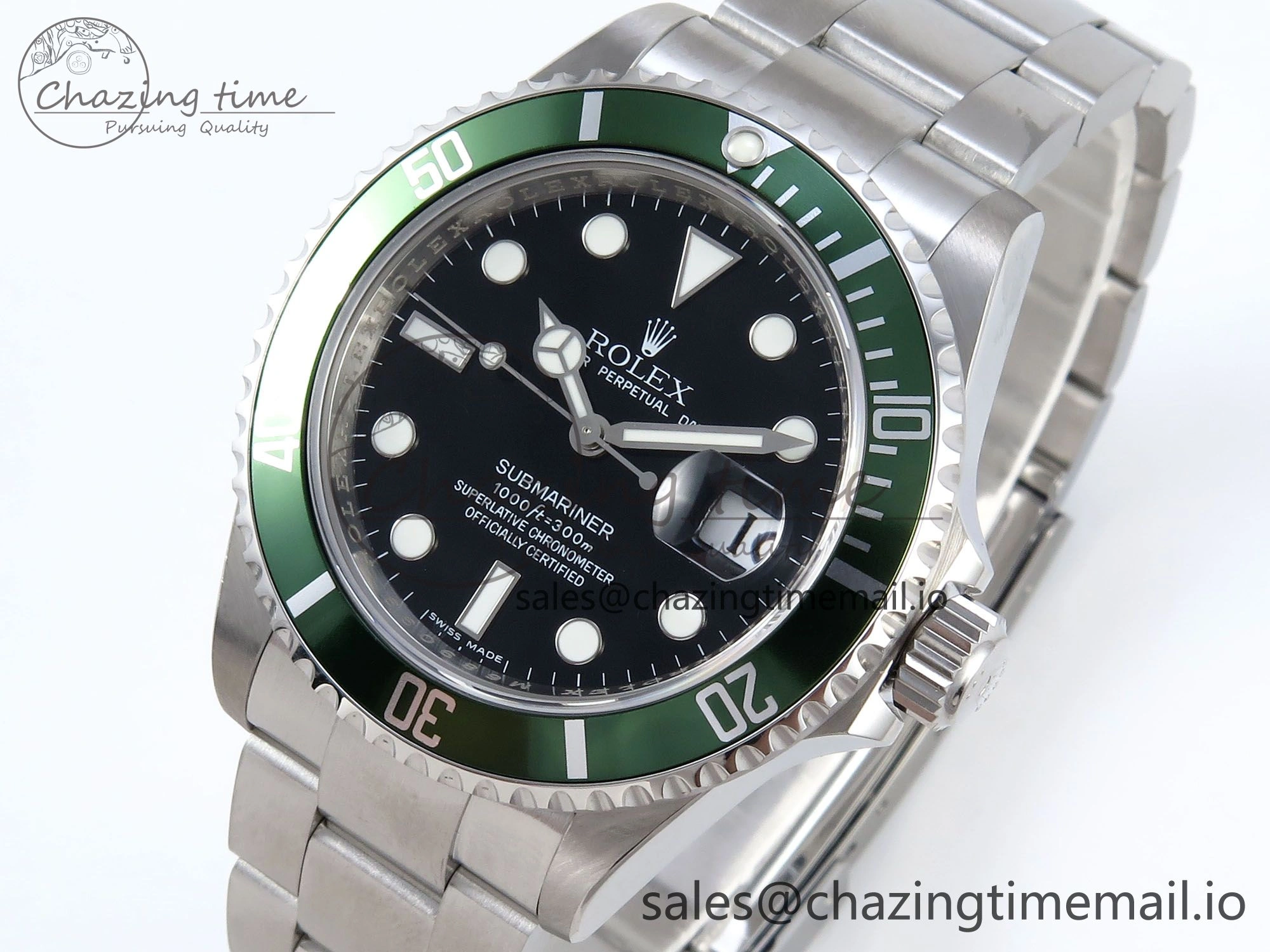 Submariner 40mm 16610 LV Green Ceramic TWF 1:1 Best Edition on Bracelet SH3135