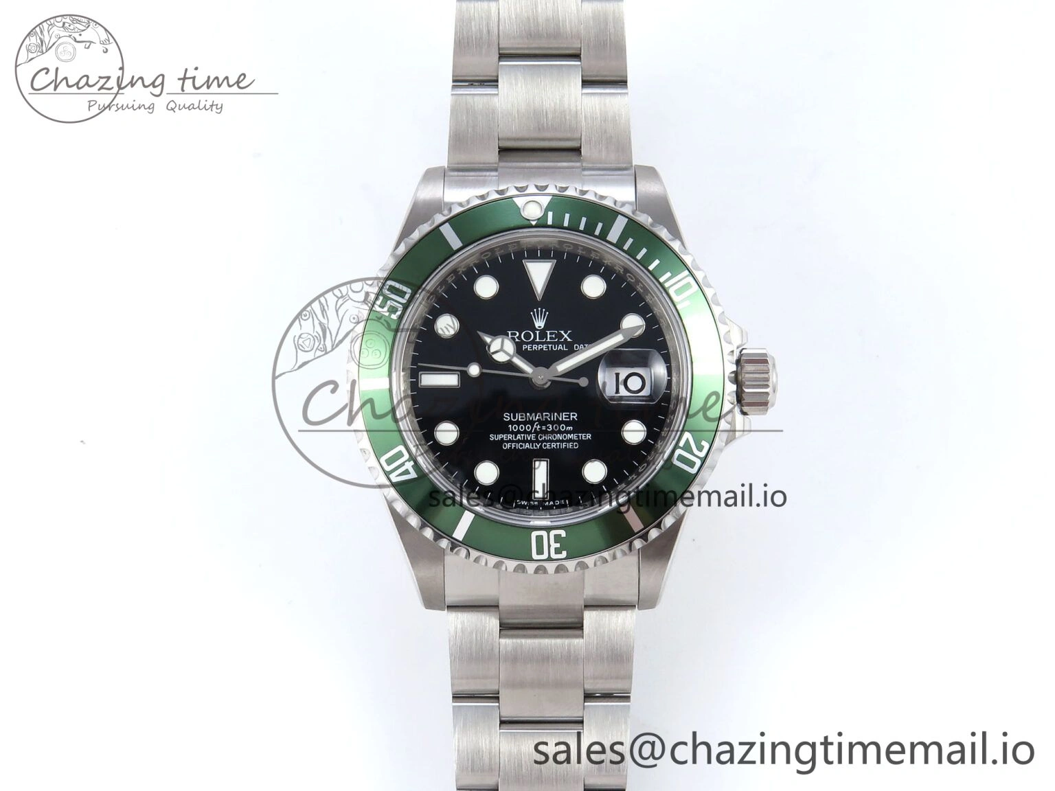 Submariner 40mm 16610 LV Green Ceramic TWF 1:1 Best Edition on Bracelet SH3135