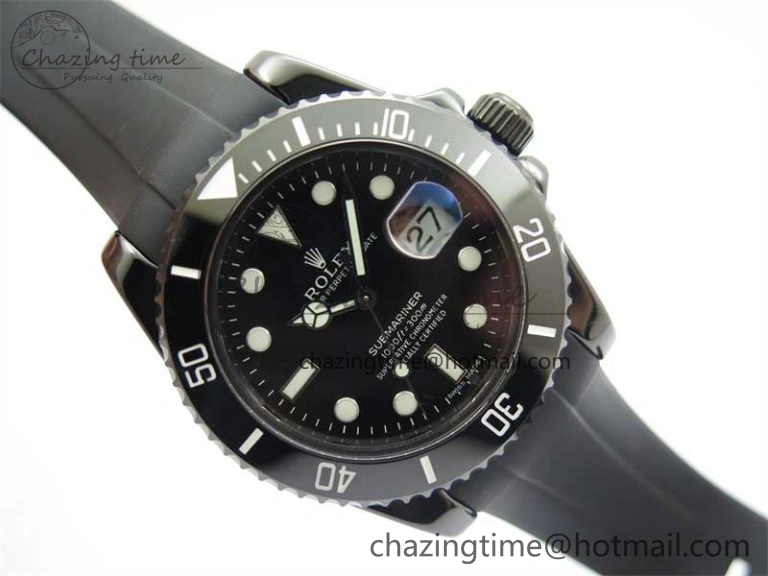 Submariner 40mm Black Ceramic 5GF Best Edition Black Dial on Black Rubber Strap SA3135