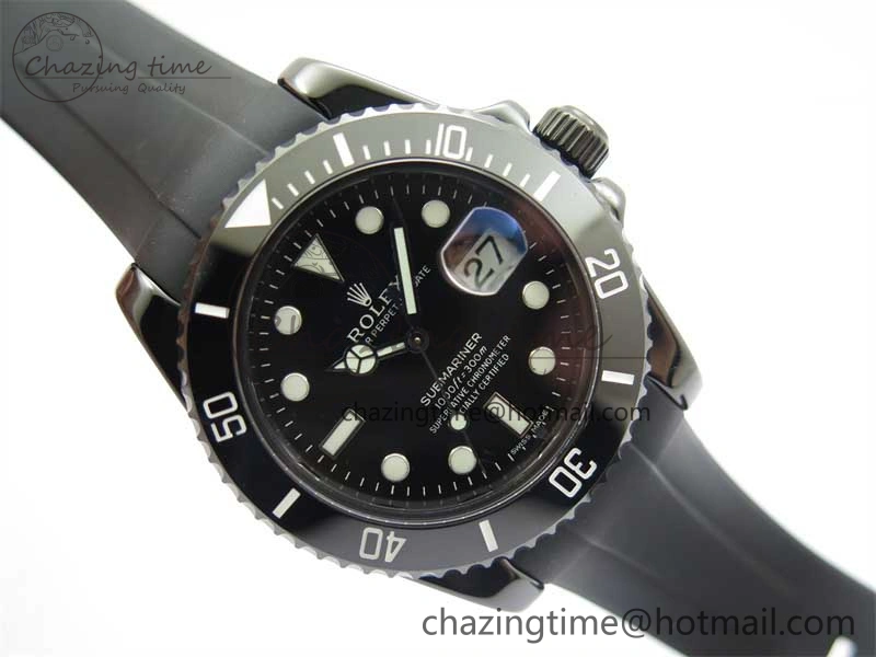 Submariner 40mm Black Ceramic 5GF Best Edition Black Dial on Black Rubber Strap SA3135