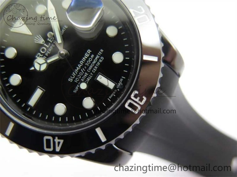 Submariner 40mm Black Ceramic 5GF Best Edition Black Dial on Black Rubber Strap SA3135