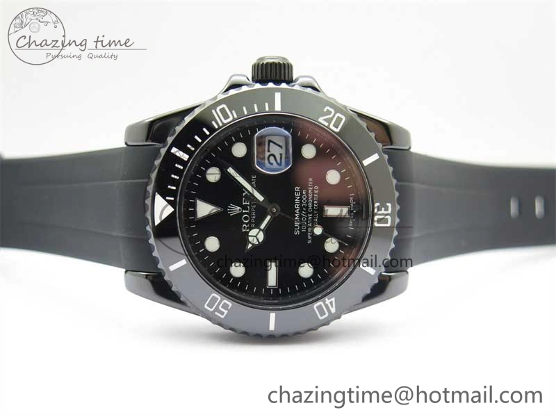 Submariner 40mm Black Ceramic 5GF Best Edition Black Dial on Black Rubber Strap SA3135