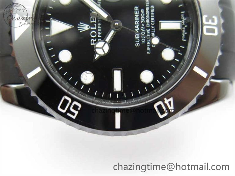 Submariner 40mm Black Ceramic 5GF Best Edition Black Dial on Black Rubber Strap SA3135