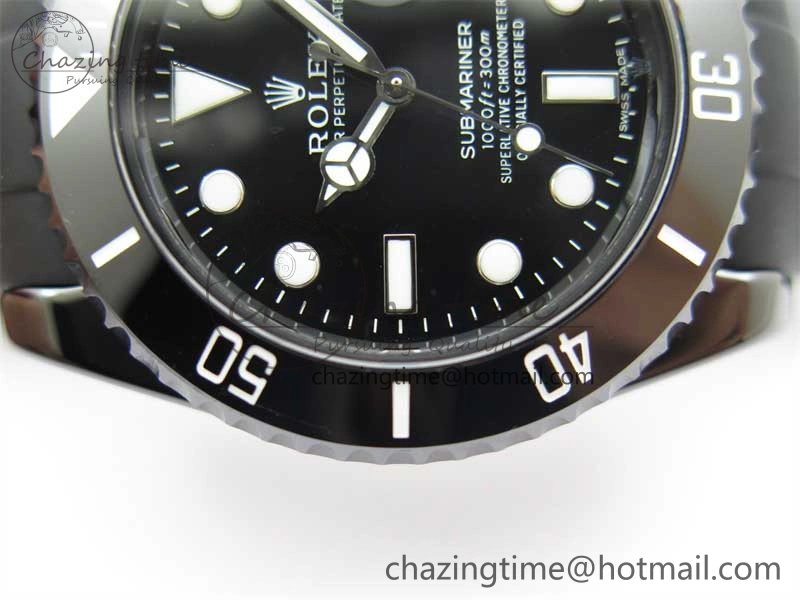 Submariner 40mm Black Ceramic 5GF Best Edition Black Dial on Black Rubber Strap SA3135