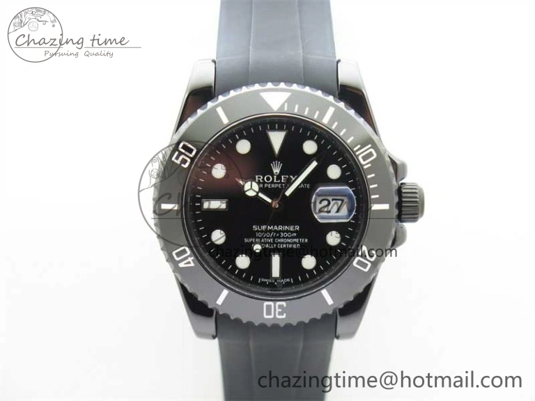Submariner 40mm Black Ceramic 5GF Best Edition Black Dial on Black Rubber Strap SA3135