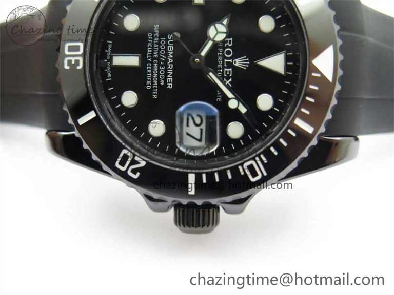 Submariner 40mm Black Ceramic 5GF Best Edition Black Dial on Black Rubber Strap SA3135