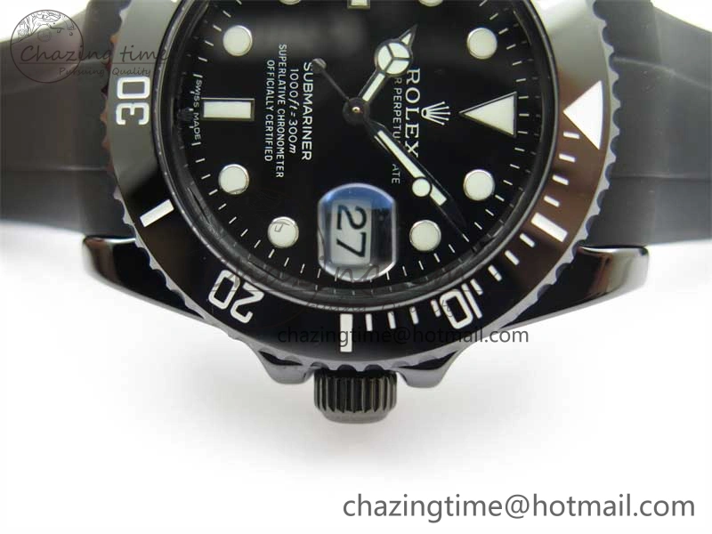 Submariner 40mm Black Ceramic 5GF Best Edition Black Dial on Black Rubber Strap SA3135