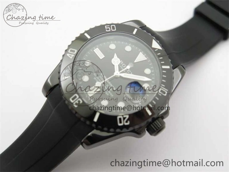 Submariner 40mm Black Ceramic 5GF Best Edition Black Dial on Black Rubber Strap SA3135