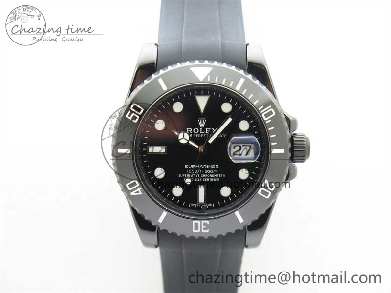 Submariner 40mm Black Ceramic 5GF Best Edition Black Dial on Black Rubber Strap SA3135