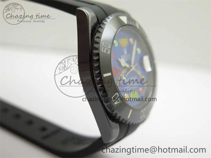Submariner 40mm Black Ceramic 5GF Best Edition Blue Candy Dial on Black Rubber Strap SA3135