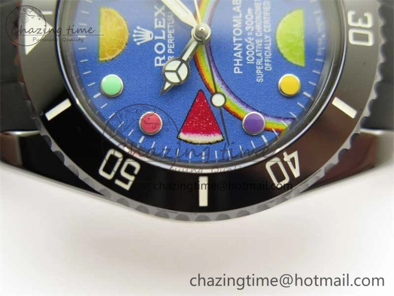 Submariner 40mm Black Ceramic 5GF Best Edition Blue Candy Dial on Black Rubber Strap SA3135