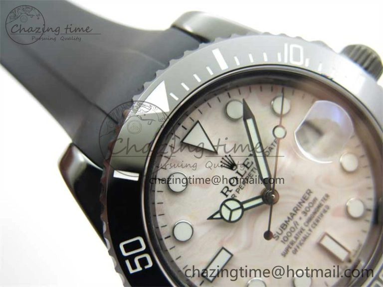 Submariner 40mm Black Ceramic 5GF Best Edition Cream Dial on Black Rubber Strap SA3135