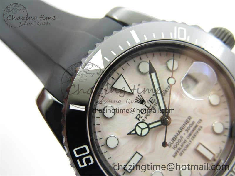 Submariner 40mm Black Ceramic 5GF Best Edition Cream Dial on Black Rubber Strap SA3135