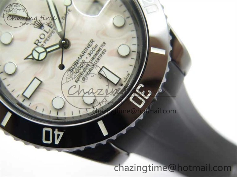 Submariner 40mm Black Ceramic 5GF Best Edition Cream Dial on Black Rubber Strap SA3135