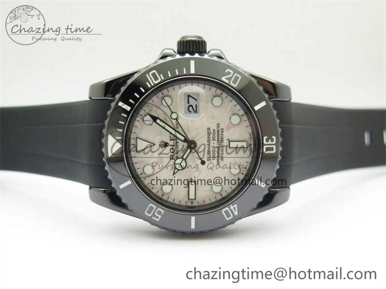 Submariner 40mm Black Ceramic 5GF Best Edition Cream Dial on Black Rubber Strap SA3135