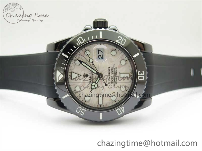 Submariner 40mm Black Ceramic 5GF Best Edition Cream Dial on Black Rubber Strap SA3135
