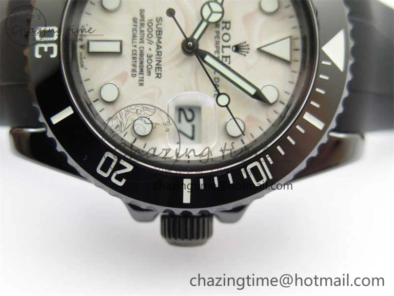 Submariner 40mm Black Ceramic 5GF Best Edition Cream Dial on Black Rubber Strap SA3135