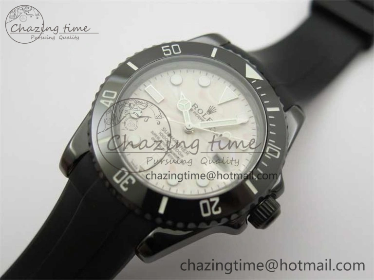 Submariner 40mm Black Ceramic 5GF Best Edition Cream Dial on Black Rubber Strap SA3135