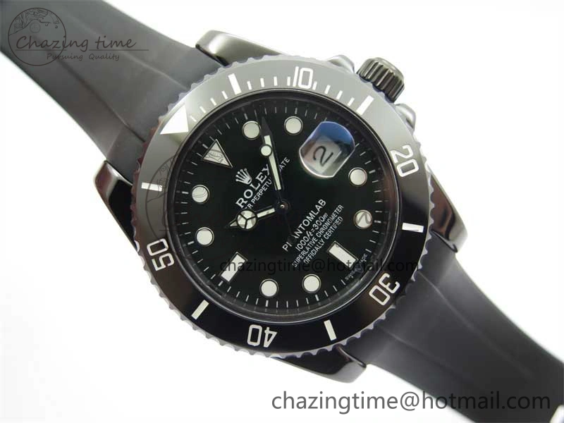 Submariner 40mm Black Ceramic 5GF Best Edition Green Dial on Black Rubber Strap SA3135