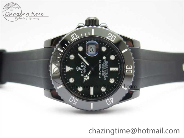 Submariner 40mm Black Ceramic 5GF Best Edition Green Dial on Black Rubber Strap SA3135