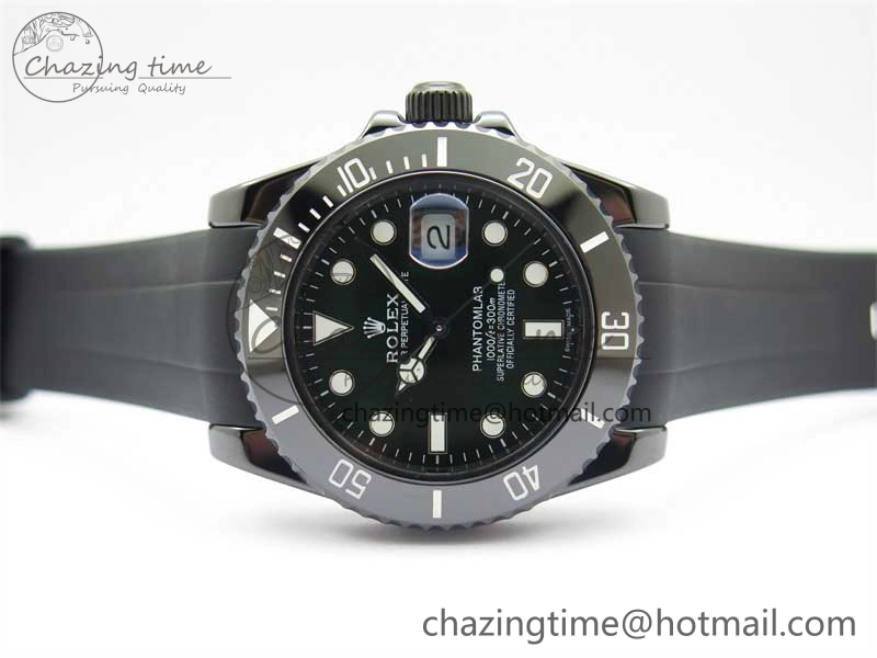 Submariner 40mm Black Ceramic 5GF Best Edition Green Dial on Black Rubber Strap SA3135