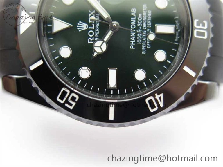 Submariner 40mm Black Ceramic 5GF Best Edition Green Dial on Black Rubber Strap SA3135