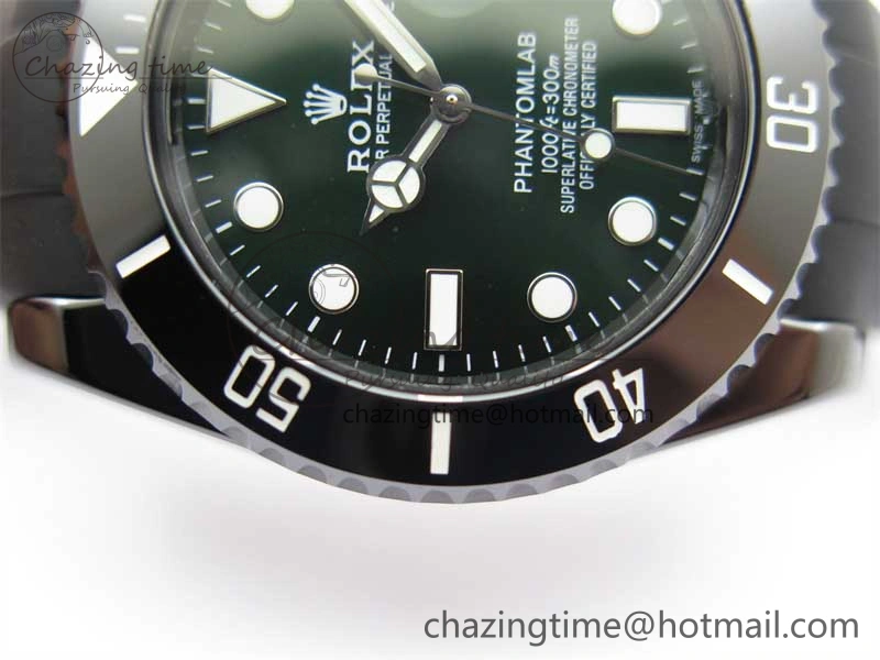 Submariner 40mm Black Ceramic 5GF Best Edition Green Dial on Black Rubber Strap SA3135