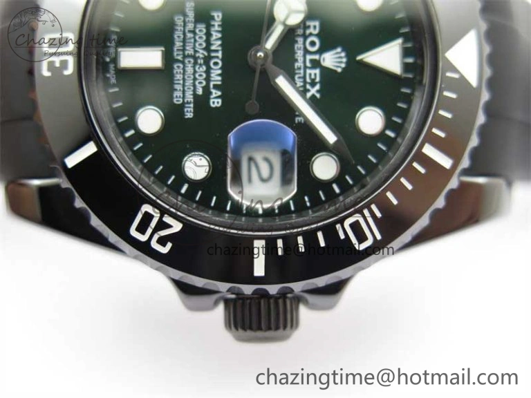 Submariner 40mm Black Ceramic 5GF Best Edition Green Dial on Black Rubber Strap SA3135
