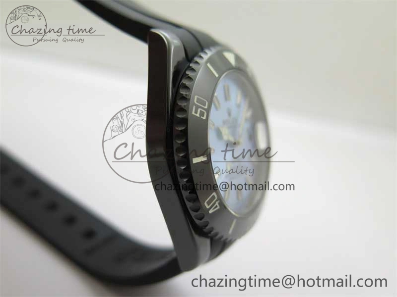 Submariner 40mm Black Ceramic 5GF Best Edition Ice Blue Dial on Black Rubber Strap SA3135