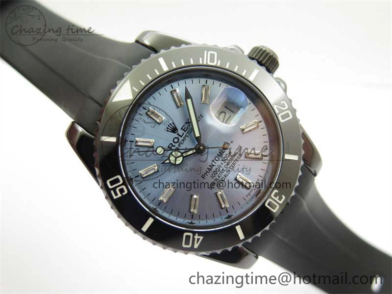 Submariner 40mm Black Ceramic 5GF Best Edition Ice Blue Dial on Black Rubber Strap SA3135