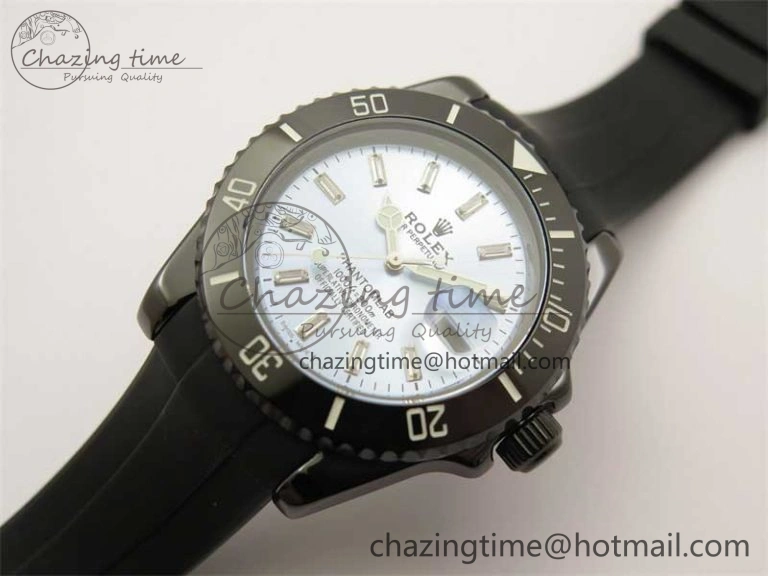 Submariner 40mm Black Ceramic 5GF Best Edition Ice Blue Dial on Black Rubber Strap SA3135