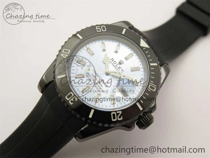 Submariner 40mm Black Ceramic 5GF Best Edition Ice Blue Dial on Black Rubber Strap SA3135