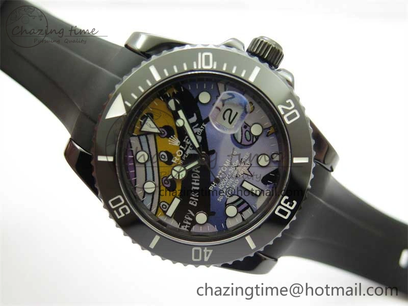 Submariner 40mm Black Ceramic 5GF Best Edition Painting Dial on Black Rubber Strap SA3135