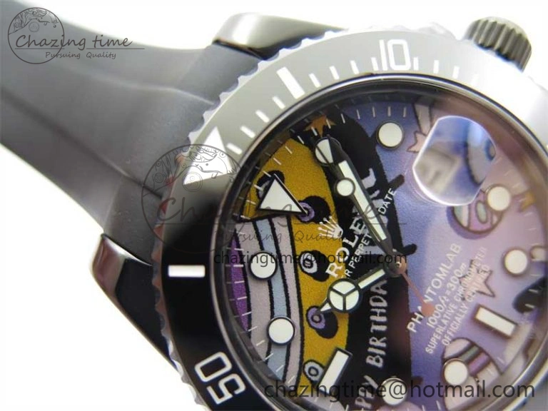 Submariner 40mm Black Ceramic 5GF Best Edition Painting Dial on Black Rubber Strap SA3135