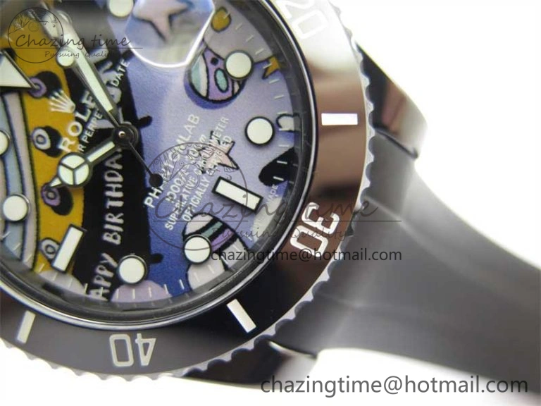 Submariner 40mm Black Ceramic 5GF Best Edition Painting Dial on Black Rubber Strap SA3135