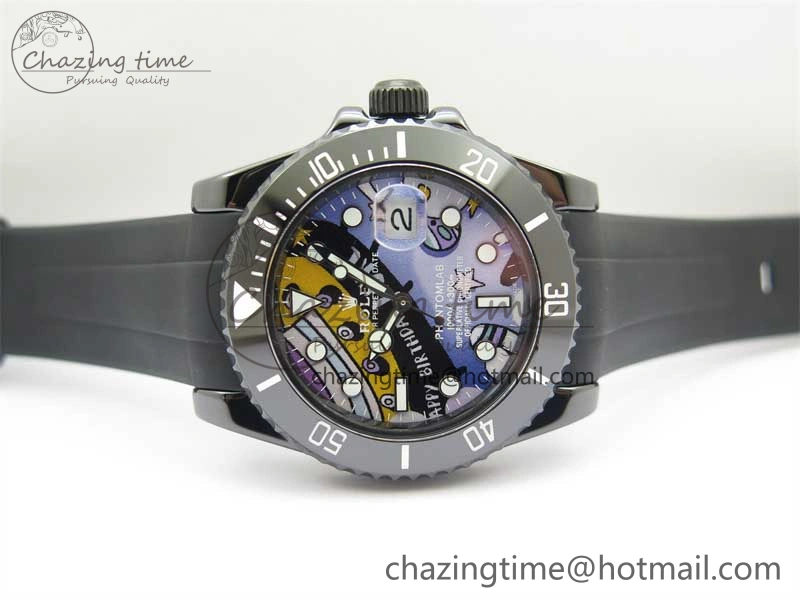 Submariner 40mm Black Ceramic 5GF Best Edition Painting Dial on Black Rubber Strap SA3135