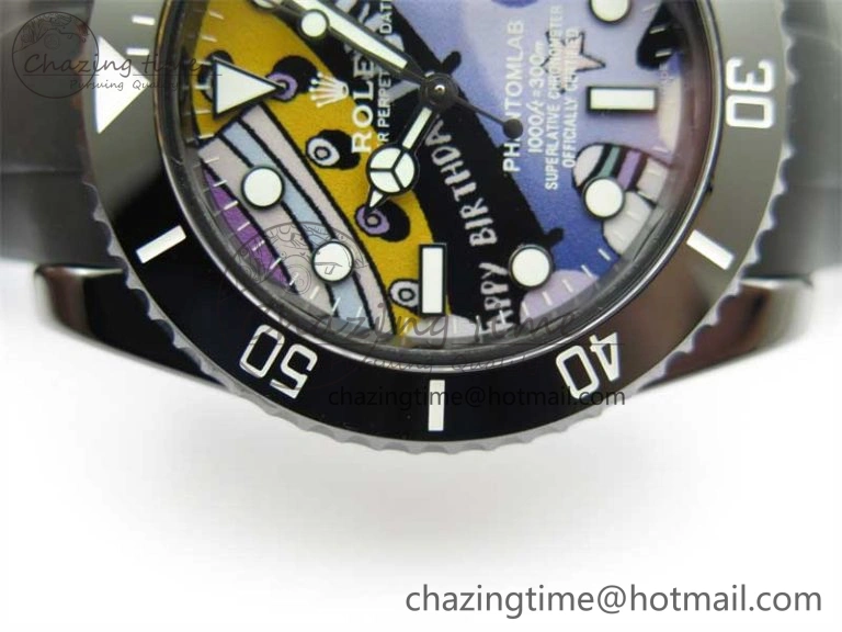 Submariner 40mm Black Ceramic 5GF Best Edition Painting Dial on Black Rubber Strap SA3135
