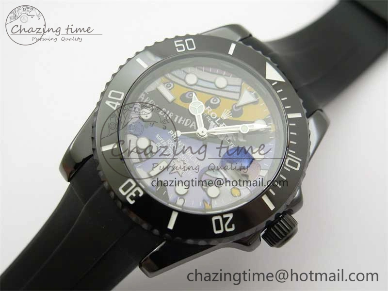Submariner 40mm Black Ceramic 5GF Best Edition Painting Dial on Black Rubber Strap SA3135