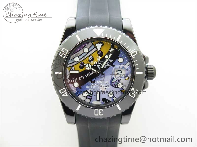 Submariner 40mm Black Ceramic 5GF Best Edition Painting Dial on Black Rubber Strap SA3135
