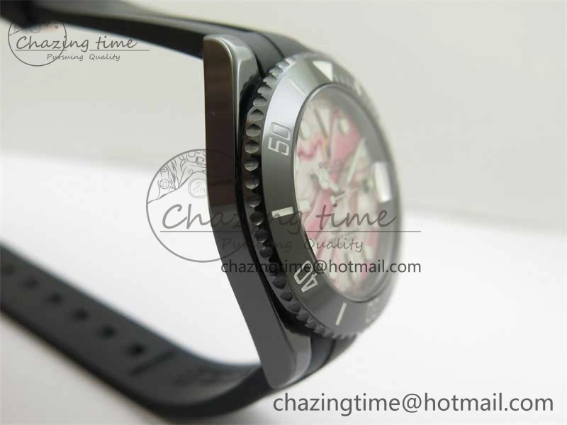 Submariner 40mm Black Ceramic 5GF Best Edition Pink Painting Dial on Black Rubber Strap SA3135