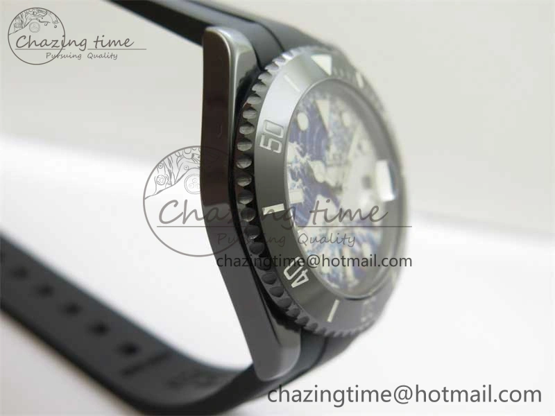 Submariner 40mm Black Ceramic 5GF Best Edition Sea Painting Dial on Black Rubber Strap SA3135